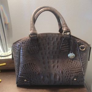 Brahmin taupe leather tote